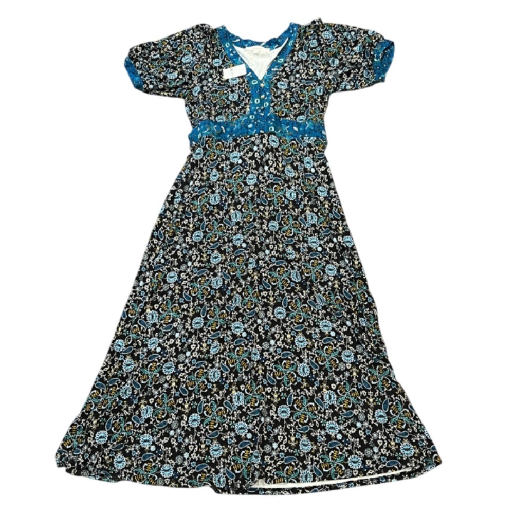 NWT LOFT Boho Patterned Dress w/ Puff Sleeves Cottagecore Size Small Paisley - Picture 2 of 14